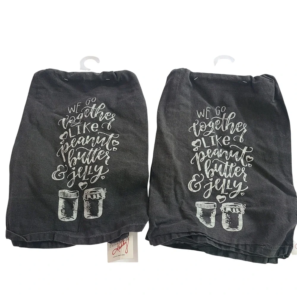 Primitives by Kathy We Go Together Like Peanut Butter & Jelly Dish Towel Set 2pc